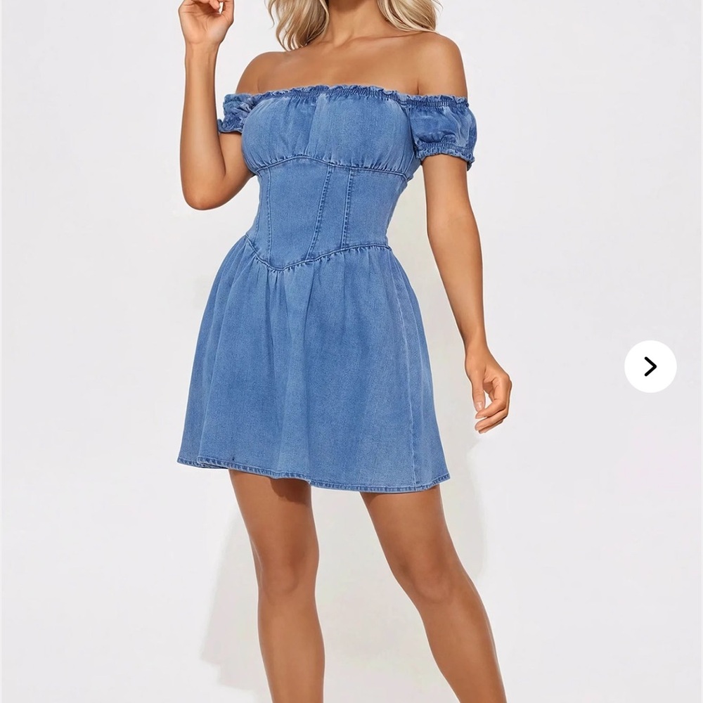 Denim Blue Off-Shoulder Dress